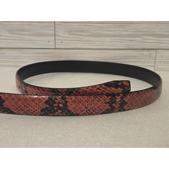Nine West Women's Genuine Snakeskin Belt -Synthetic Leather Red & Black - Large - Picture 3 of 8